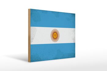 Panneau en bois drapeau Argentine 40x30cm Panneau décoratif vintage Argentine 1
