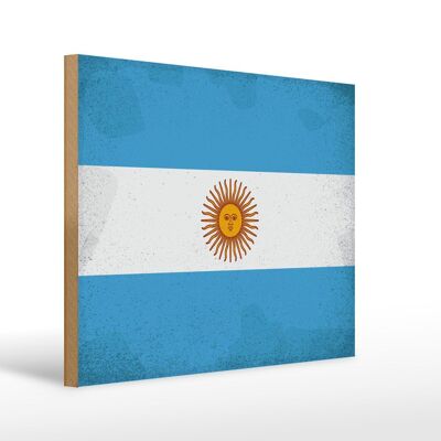 Holzschild Flagge Argentinien 40x30cm Argentina Vintage Deko Schild
