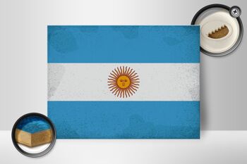 Panneau en bois drapeau Argentine 40x30cm Panneau décoratif vintage Argentine 2