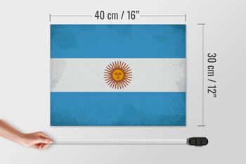 Panneau en bois drapeau Argentine 40x30cm Panneau décoratif vintage Argentine 4