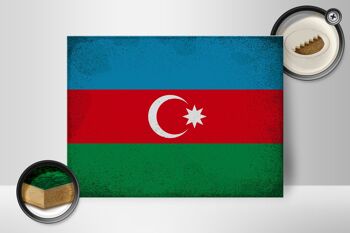 Panneau en bois drapeau de l'Azerbaïdjan 40x30cm, panneau vintage de l'Azerbaïdjan 2