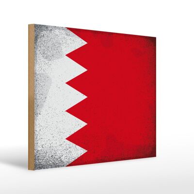 Holzschild Flagge Bahrain 40x30cm Flag of Bahrain Vintage Schild