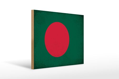 Holzschild Flagge Bangladesch 40x30cm Bangladesh Vintage Schild