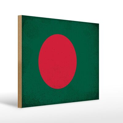Cartello in legno bandiera Bangladesh 40x30cm Cartello vintage Bangladesh