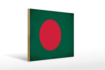 Panneau en bois drapeau Bangladesh 40x30cm Panneau vintage Bangladesh 1