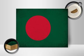Panneau en bois drapeau Bangladesh 40x30cm Panneau vintage Bangladesh 2