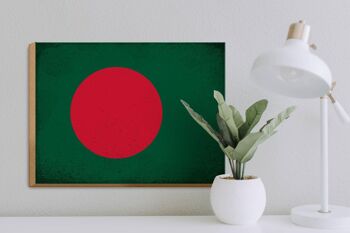 Panneau en bois drapeau Bangladesh 40x30cm Panneau vintage Bangladesh 3