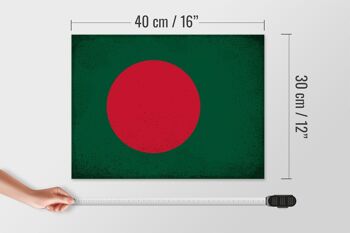 Panneau en bois drapeau Bangladesh 40x30cm Panneau vintage Bangladesh 4