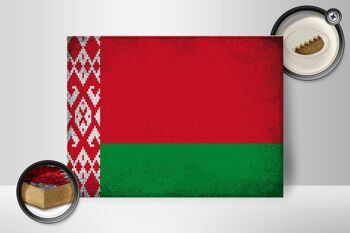 Panneau en bois drapeau Biélorussie 40x30cm signe décoratif vintage Biélorussie 2