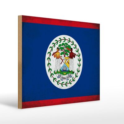 Cartello in legno bandiera Belize 40x30 cm Bandiera del Belize cartello decorativo vintage