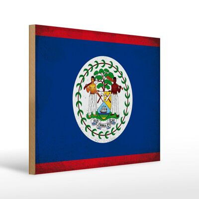 Wooden sign flag Belize 40x30cm Flag of Belize Vintage decorative sign