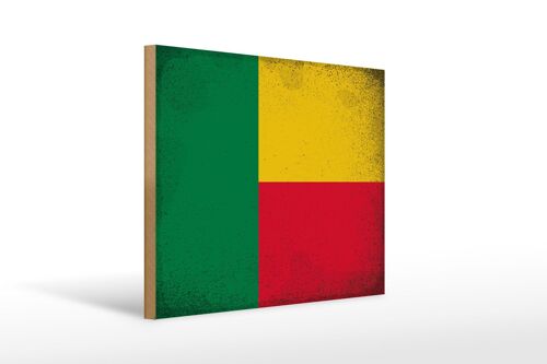 Holzschild Flagge Benin 40x30cm Flag of Benin Vintage Deko Schild