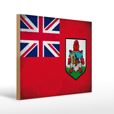 Letrero de madera bandera Bermudas 40x30cm Bandera de Bermudas cartel vintage
