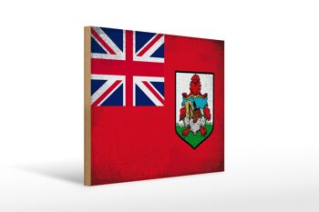 Panneau en bois drapeau des Bermudes 40x30cm Drapeau des Bermudes panneau vintage 1