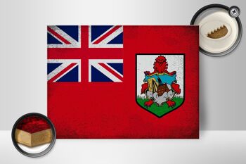 Panneau en bois drapeau des Bermudes 40x30cm Drapeau des Bermudes panneau vintage 2