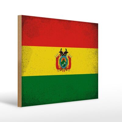 Cartello in legno bandiera Bolivia 40x30cm Bandiera della Bolivia, cartello vintage