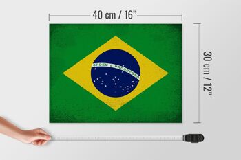 Panneau en bois drapeau Brésil 40x30cm Drapeau du Brésil panneau vintage 4