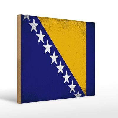 Holzschild Flagge Bosnien und Herzegowina 40x30cm Vintage Schild