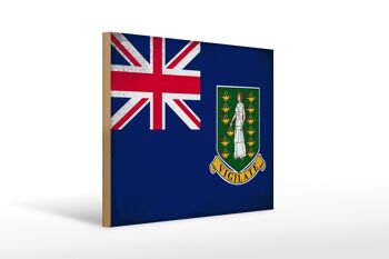 Panneau en bois drapeau des îles Vierges britanniques 40x30cm, panneau vintage 1