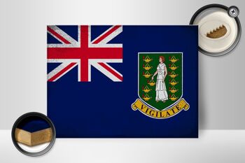 Panneau en bois drapeau des îles Vierges britanniques 40x30cm, panneau vintage 2