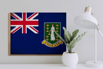 Panneau en bois drapeau des îles Vierges britanniques 40x30cm, panneau vintage 3