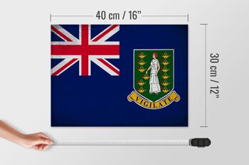 Panneau en bois drapeau des îles Vierges britanniques 40x30cm, panneau vintage 4