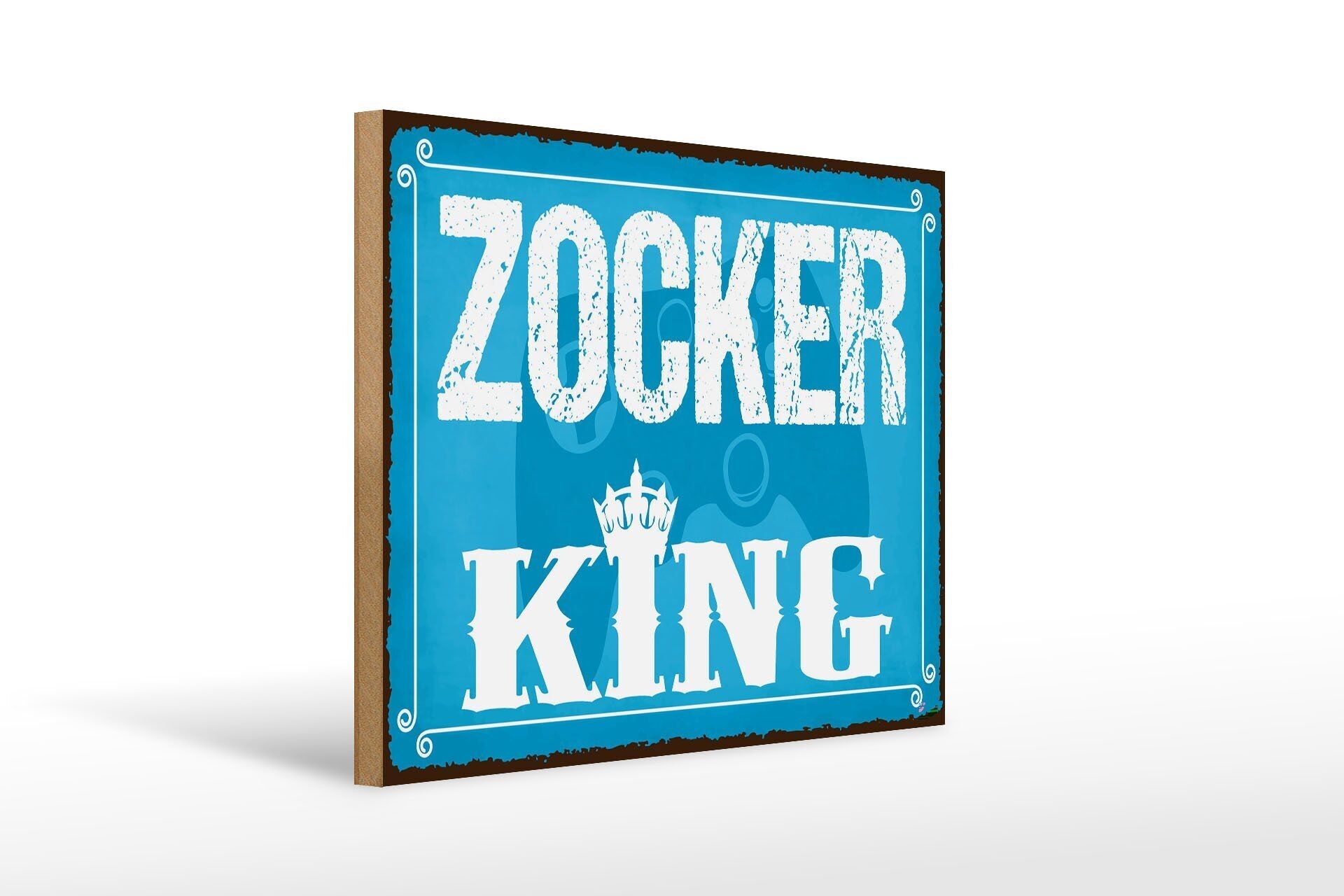 Letrero de madera que dice 40x30cm Zocker King Controller letrero decorativo de madera