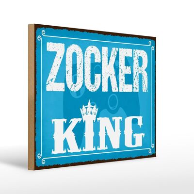 Cartello in legno con scritta Zocker King Controller 40x30 cm. Cartello decorativo in legno