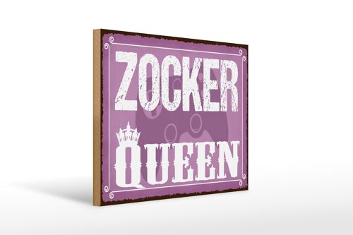 Holzschild Spruch 40x30cm Zocker Queen Controller Holz Deko Schild