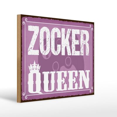 Holzschild Spruch 40x30cm Zocker Queen Controller Holz Deko Schild