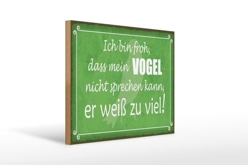 Holzschild Spruch 40x30cm froh mein Vogel nicht sprechen Schild