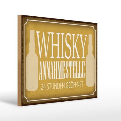 Cartello in legno con scritta 40x30 cm Punto di accettazione del whisky Cartello 24 ore