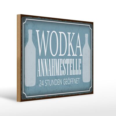 Letrero de madera que dice 40x30cm Punto de aceptación de vodka Señal de 24 horas