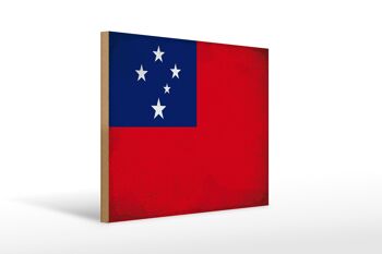 Panneau en bois drapeau Samoa 40x30cm Drapeau des Samoa signe décoratif vintage 1