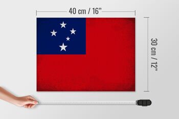 Panneau en bois drapeau Samoa 40x30cm Drapeau des Samoa signe décoratif vintage 4