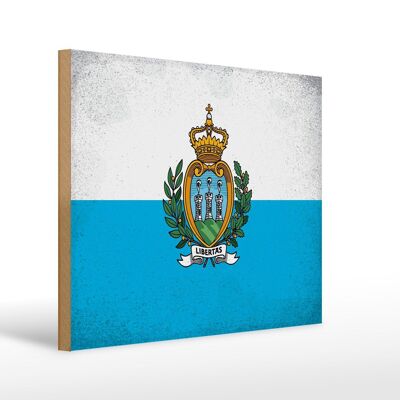 Cartello in legno bandiera San Marino 40x30cm Cartello decorativo vintage San Marino
