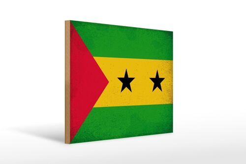 Holzschild Flagge São Tomé und Príncipe 40x30cm Vintage Deko Schild