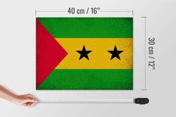 Panneau en bois drapeau São Tomé et Príncipe 40x30cm panneau décoratif vintage 4