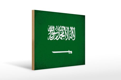 Holzschild Flagge Saudi-Arabien 40x30cm Arabia Vintage Deko Schild