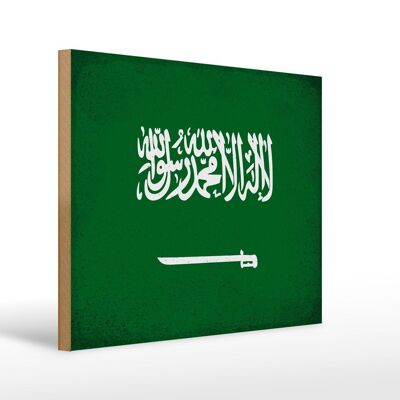 Holzschild Flagge Saudi-Arabien 40x30cm Arabia Vintage Deko Schild