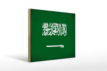 Panneau en bois drapeau Arabie Saoudite 40x30cm, panneau décoratif vintage Arabie 1