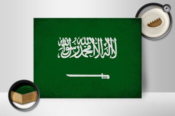 Panneau en bois drapeau Arabie Saoudite 40x30cm, panneau décoratif vintage Arabie 2