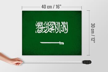 Panneau en bois drapeau Arabie Saoudite 40x30cm, panneau décoratif vintage Arabie 4