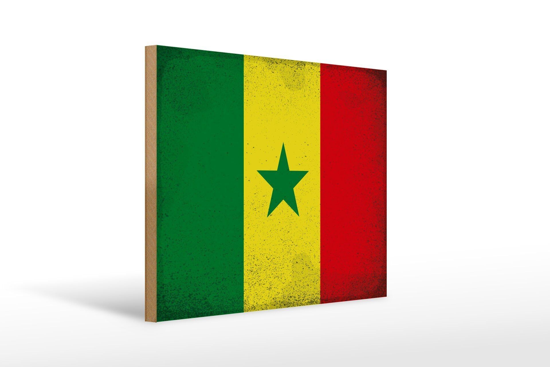 Cartello in legno Bandiera del Senegal 40x30cm Cartello vintage Bandiera del Senegal
