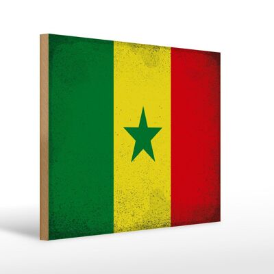 Holzschild Flagge Senegal 40x30cm Flag of Senegal Vintage Schild