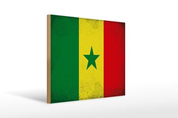 Panneau en bois Drapeau du Sénégal 40x30cm Drapeau du Sénégal panneau vintage 1