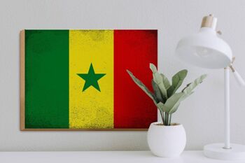 Panneau en bois Drapeau du Sénégal 40x30cm Drapeau du Sénégal panneau vintage 3