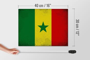 Panneau en bois Drapeau du Sénégal 40x30cm Drapeau du Sénégal panneau vintage 4