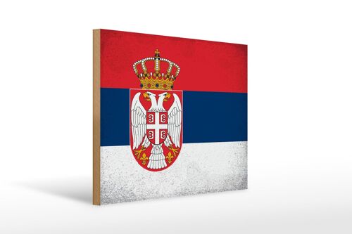 Holzschild Flagge Serbien 40x30cm Flag of Serbia Vintage Schild