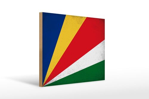 Holzschild Flagge Seychellen 40x30cm Seychelles Vintage Deko Schild